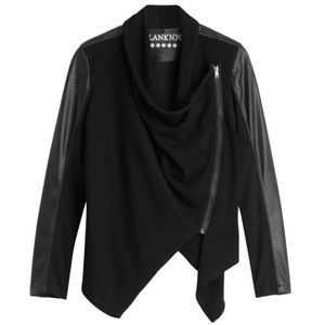 Faux Leather & Drip Drape Jacket